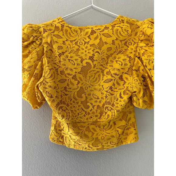 House of Harlow 1960 x Revolve Lace Yellow Crop Juliette Blouse size XXS - Picture 7 of 7